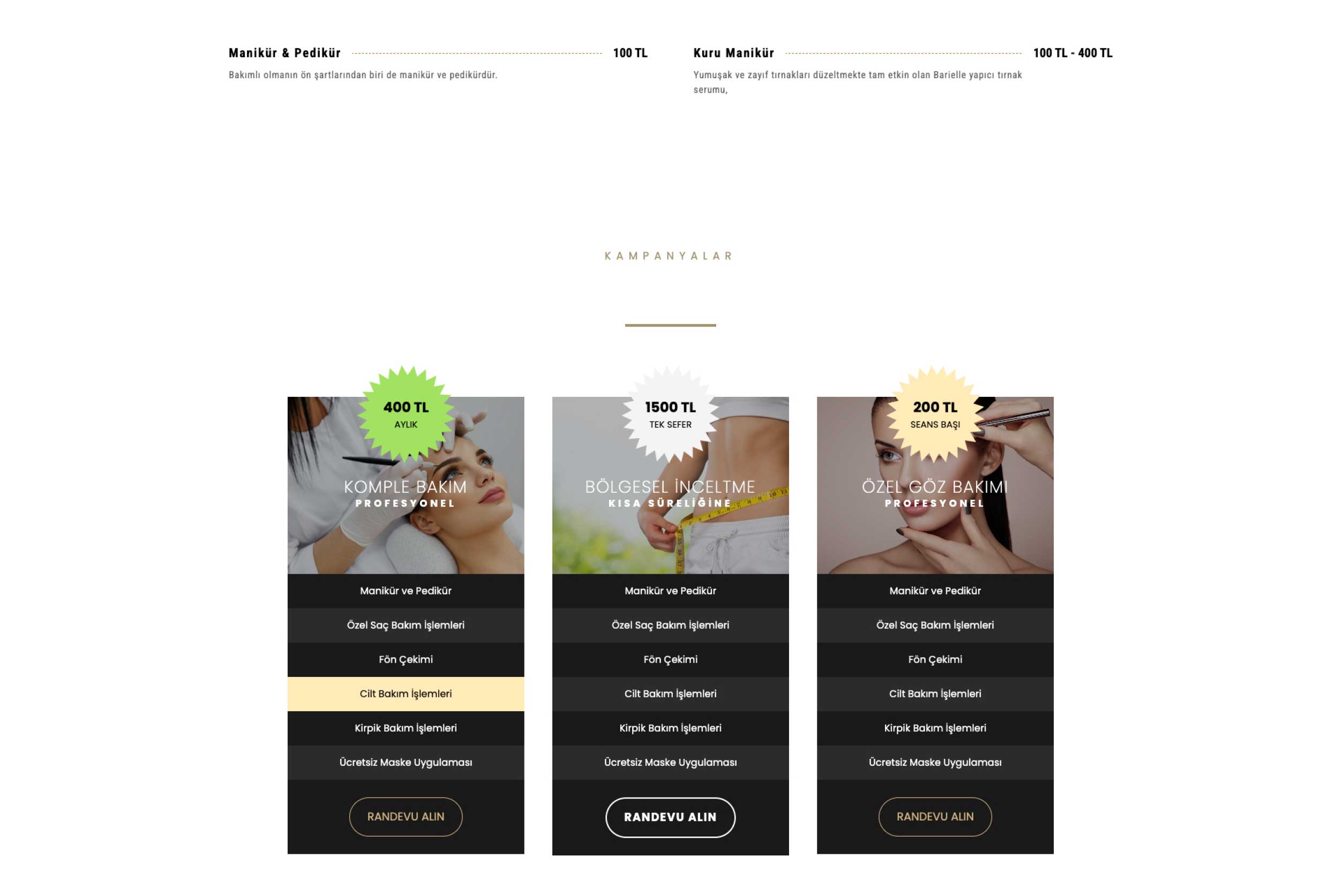 Güzellik & Bakım Merkezi İnternet Sitesi DDV1